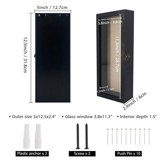 GraduatePro Rustic Black Shadow Box Frame Linen Back Hinged Glass Window - Picture 14 of 16